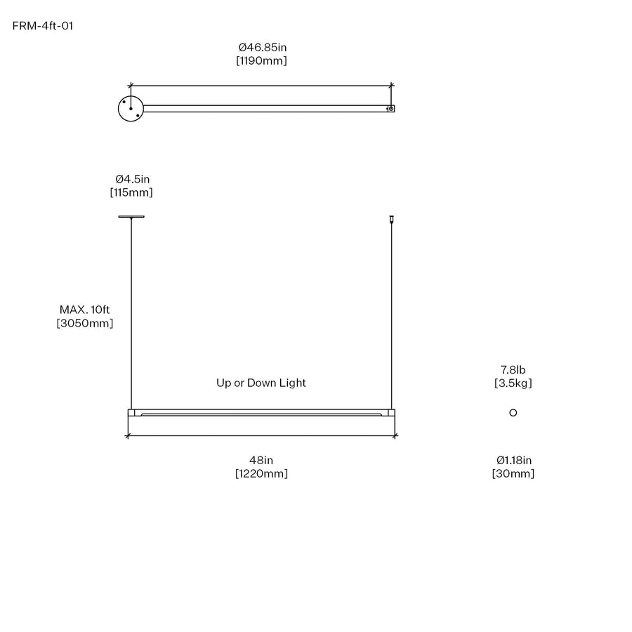 Form. 4ft Linear Suspension with Canopy Plate