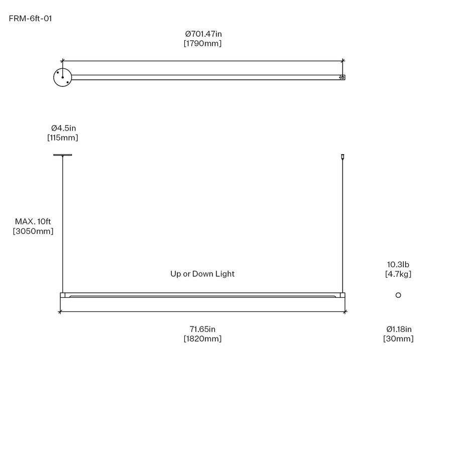 Form. 6ft Linear Suspension with Canopy Plate